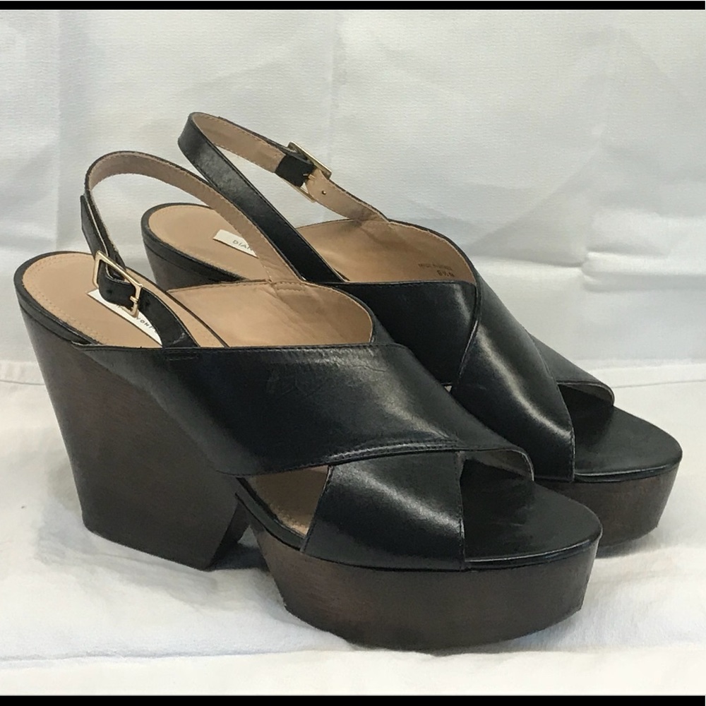 Diane von Furstenberg  blk liberty demi wedge